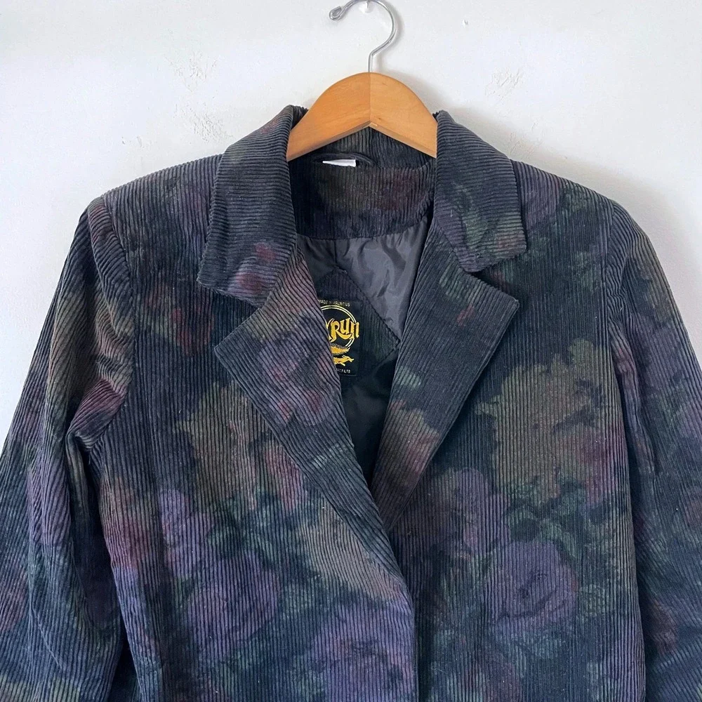 Vintage Corduroy Blazer Sz Small Whimsigoth Moody Floral Dark Academia Cottage